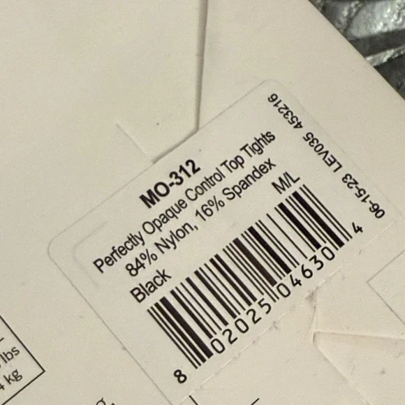 MeMoi M/L Perfectly Opaque Control Top Black Opaque 40 Denier Tights - Picture 4 of 8